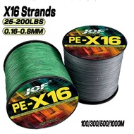 JOF Japan 16X Braided Fishing Line 300/100M 16Strands Wear-Resistant 11.3-91KGS Multifilament PE Lin