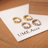 [All Sterling Silver.earrings] Three Diamond Diamond-Shaped Circle Earrings (Silver/Gold) [UME] S925