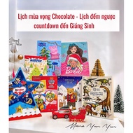Christmas countdown advent calendar, lindt Chocolate bear calendar, Kinder Chocolate advent calendar