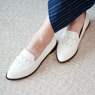 刺繡樂福鞋-蔚蔚/白
