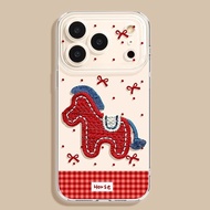 New phone protective case 立体小马新年适用苹果17pm透明16promax软15套14高级感女手机壳