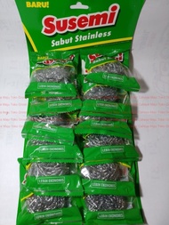 1 lusin SUSEMI Sabut Cuci Piring Kawat Cleaning Ball Scourer Stainless