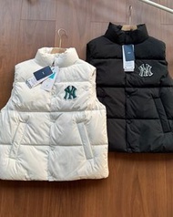 韓國預訂 2色可選 MLB NY 拼色刺繡logo 立領口袋防水羽絨外套