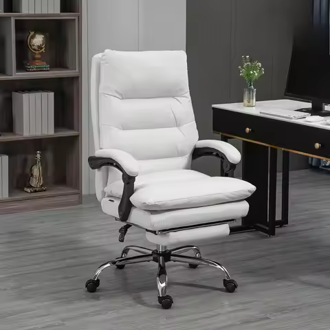 Microfibre Executive Massage Office Chair, Computer Desk Chair, Heated Reclining Chair with Footrest