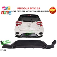 MYVI 18 REAR DIFFUSER LIP SKIRT +EXHAUST TAIL PIPE MYVI BARU GEN3 2018 2019 2020 GEAR UP SD AERODYNA