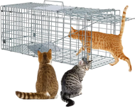 80*28*33CM กรงช่วยเหลือสัตว์ กับดักแมว กรงล่าสัตว์พับได้ กรงจับโลหะชุบสังกะสี Size XL จับแมวจรจัด จับแมว จับแมวจรจัด จับแมว ดักจับแมว Cat Trap