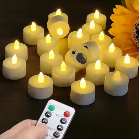LED Tea Lights 12 Pack – Warm White Flameless Candles with Remote Control & 2/4/6/8H Timer, Battery 