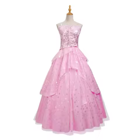Wicked Glinda Elphaba Cosplay Costume Magical Wicked Witch Glinda Cos Full Sets Pink Coat Uniform fo