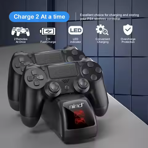 1 PS4 gamepad charger, support 2 controllers to charge at the same time, with USB cable