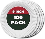 A1-Homes 9 Inch Paper Plates Uncoated 100 Count, Disposable White Paper Plates, For Everyday Breakfa