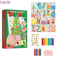 CAUSI Squeegee Art Kids Paint Kit, Animal Pattern Painting Art Supplies DIY Rainbow Scratch Art, Pai