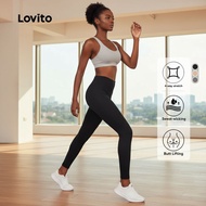 Lovito Sports Leggings Butt Lifting Leisure High Waist Sports Yoga Running Pants Sports Leggings for