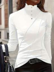 Elegant Casual Woman T-Shirt Fashion Loose T-Shirt Woman Temperament Long sleeve T-Shirt Holiday Wee