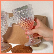 PIETA Iridescent Diamond Goblet Glass 300ml Vintage Wine Glass Rainbow Crystal Drinking Cup Home Caf