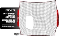PowerNet 7x7 FT Pitch-Thru Protection Pitching Screen for Softball, 49 Sq Ft Barrier Net Only or Net