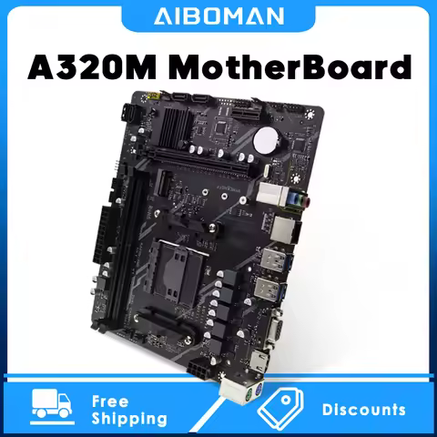 AIBOMAN AMD Motherboard A320M ATX (AM4, DDR4, USB3.0)2400/2666/3200 A320M Mainboard Support Nvme SAT