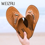 W.eizru Flip-Flops รองเท้าแตะส้นสูงของผู้ชายของแท้รองเท้าแตะชายหาดเครื่องนวดผ่อนคลายกีฬาสันทนาการที่นุ่มและหนา (ของแท้100%)
