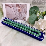 【西洋古董飾品】天然綠東菱玉石水晶 銀卡扣附折疊盒組 項鍊