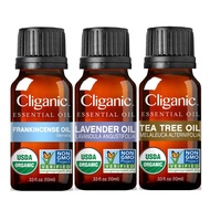 Cliganic Organic Lavender, Orange, Peppermint, Tea Tree, Rosemary, Frankincense, Geranium, Ylang Ylang , Bergamot Essential Oil, 10ml