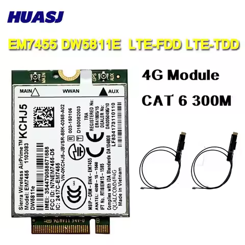 Huasj EM7455 DW5811E FDD/TDD LTE CAT6 4G Module 4G Card Gobi6000 WLAN Card for E7270 E7470 E7370 E55