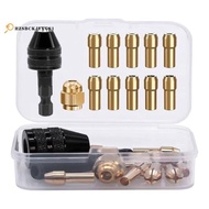 12 Piece Drill Chuck Adapter Set Kit ,4486 Drill Chuck, 4485 Collets, Brass Change Chuck Heads, Keyl