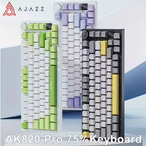 AJAZZ AK820 PRO 2.4G/Bluetooth/USB-C Mechanical Keyboard, Hot Swappable RGB Gaming Keyboard with Gas