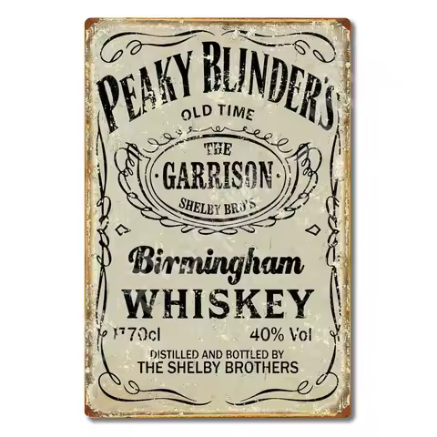 Vintage Sign Peaky Blinders Whiskey Metal Sign Poster Retro Art Plaque Wall Decor For Home Bar Cafe 