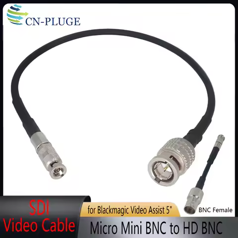 Micro Mini BNC to HD BNC SDI 3G 6G 4K 12G for Blackmagic Video Assist 5" 12G HDR SDI 75 Ohm Black ma
