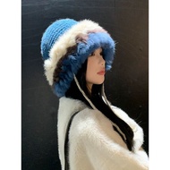 Women's Knitted Fur Bucket Hat WINTER Bucket Hat Women's WINTER Fur Hat