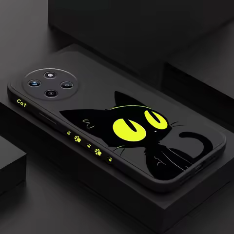 Fluorescent Cat Phone Case For OPPO Realme 14 13 12 11 10 9 9i 8 8i 7 Pro Plus C35 C21Y C25Y C25 Liq