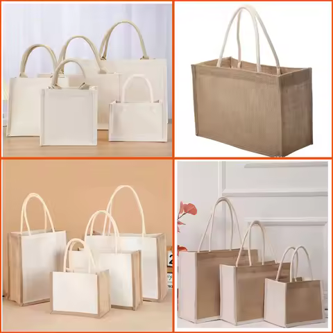 Cotton Bag Burlap Grocery Bag Canvas Tote Shopping Bag Shoulder Eco-Friendly Handbags Cotton Storage