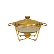 Restaurant Pot Suitable for Hotel Stove Food Alcohol Glass Heater 2.0l Alcohol Stove Round Buffet Fo