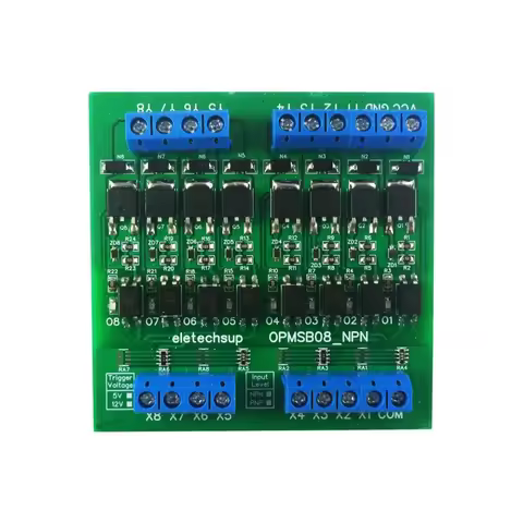 OPMSB08 8CH PWM Signal Amplifier NPN/PNP DC 3.3-24V 0-2kHz Logic Level Converter LED Driver 5A IO Cu