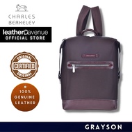 Charles Berkeley GRAYSON Canvas with Leather Trimmed Men's Backpack Zipper KP-19141