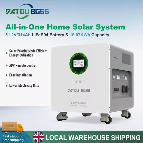 DATOUBOSS 16kwh Lifepo4 Battery Pack 48V Home Solar Energy System 6.2KW Hybrid Inverter Home Solar E