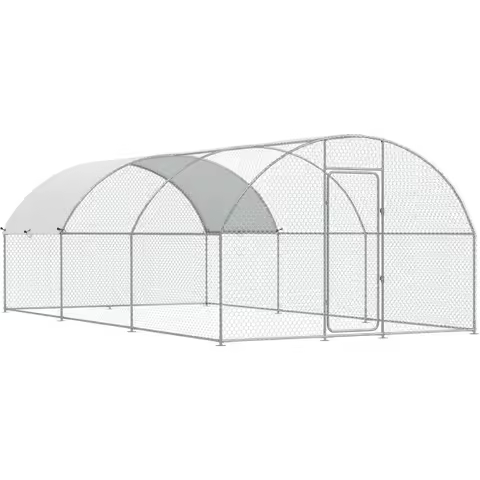Extra Large Metal Chicken Coop Run for Yard with Cover, 19.5x10x6.4 FT Walk-in Chicken Pen for Outdo