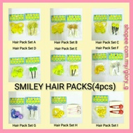 Smiley Hair Packs(4 pcs)A-hair ties+snap&bobby clips