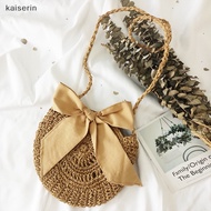 kaiserin^^ Straw Bag Round Paper Rope Fashion Woven Bag Small Fresh Beach Leisure Women's Bag *new