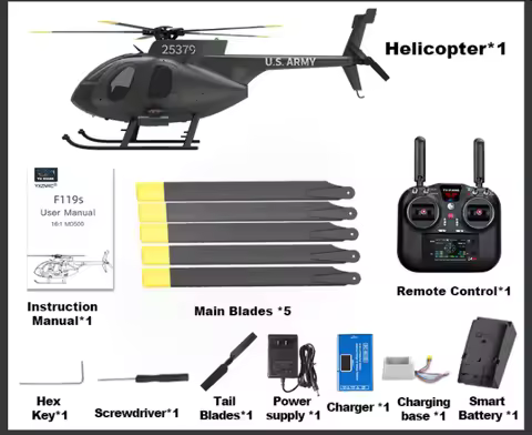 YU XIANG F119S MD500 MH-6 Little Bird GPS RC Helicopter Model RTF 1/16 Scale 250-Class 2.4G 9CH 6G/3