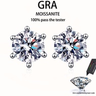 【 GRA Certificate Attached 】 1ct Moissanite Earrings, s925 Pure Silver Plated Platinum Fashion Six C