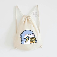 Fat shark Motif Canvas Drawstring Bag/baby shark/Cute shark Sling/Carrying Bag/Children's hampers/Gymsack