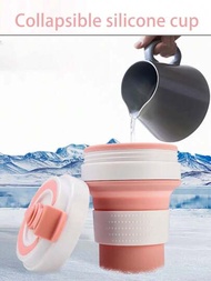 1入粉色可折疊漱口杯，便攜式咖啡杯，商務旅行方便攜帶，伸縮杯