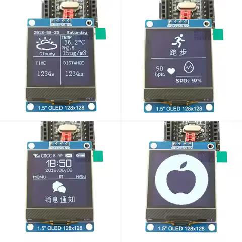 Leading-1.5" OLED Display Screen Module SH1107 128X128 Pixel, I2C Interface For 51 STM32 P22101