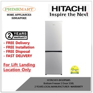 HITACHI R-B410P6MS Bottom Freezer 2 Door 330L 2 YEARS LOCAL MANUFACTURER  WARRANTY