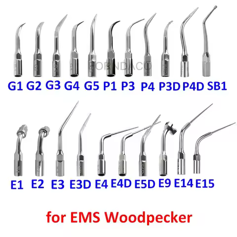 5pcs Dental Ultrasonic Scaler Endo Perio Scaling Tips G1 G2 G3 G4 G5 G6 P1 P3 P4 P3D P4D E1 E2 E3 E4