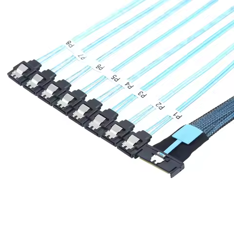 MCIO 74P 8X 8I SAS SFF-8654 8i PCI-E Ultraport Slimline 5.0 to 8X SATA 7P female Cable