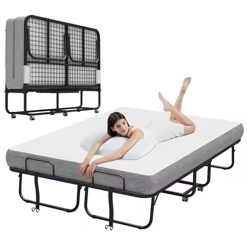 Full Size 75x54 Folding Bed with Mattress for Adult Extra Large Wide Rollaway Bed for Guest, Comfort