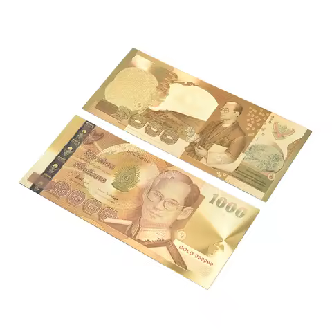 1/6Pcs Thailand Banknote 20 50 100 500 1000THB Baht in 24k Gold foil Paper Money Plastic Frame Colle