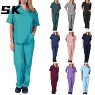 【Embroidery】 SK Dental Women Man Surgical Scrub Suit Soft Nurse Uniform Clinic Doctor Operating Room Pet Grooming Spa Working Medical scrubs baju