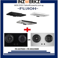 Fujioh Slim Hood FR-MS2390R + Fujioh 2 Burner Hob With 1 Double Inner Flame Burner FH-GS7020SVGL Or 